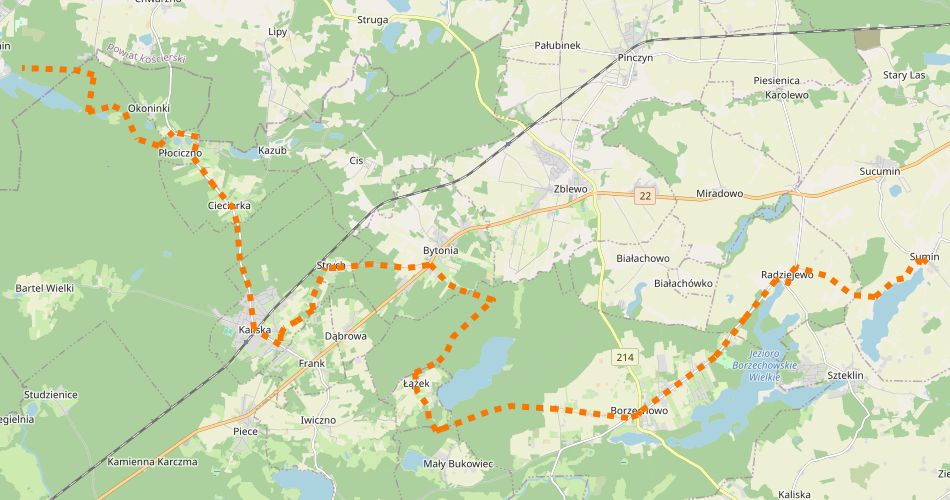 Mapa trasySzlak Starościński (szlak rowerowy czerwony)